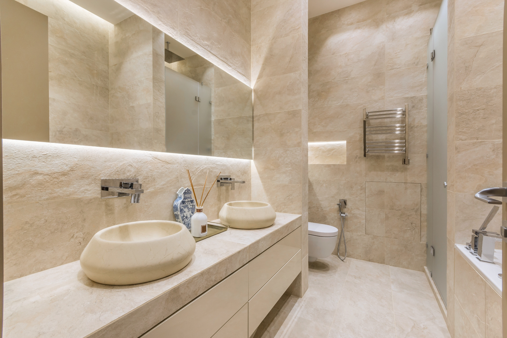 Primary Spa Bath in Natural Stone — Bryn Mawr, PA